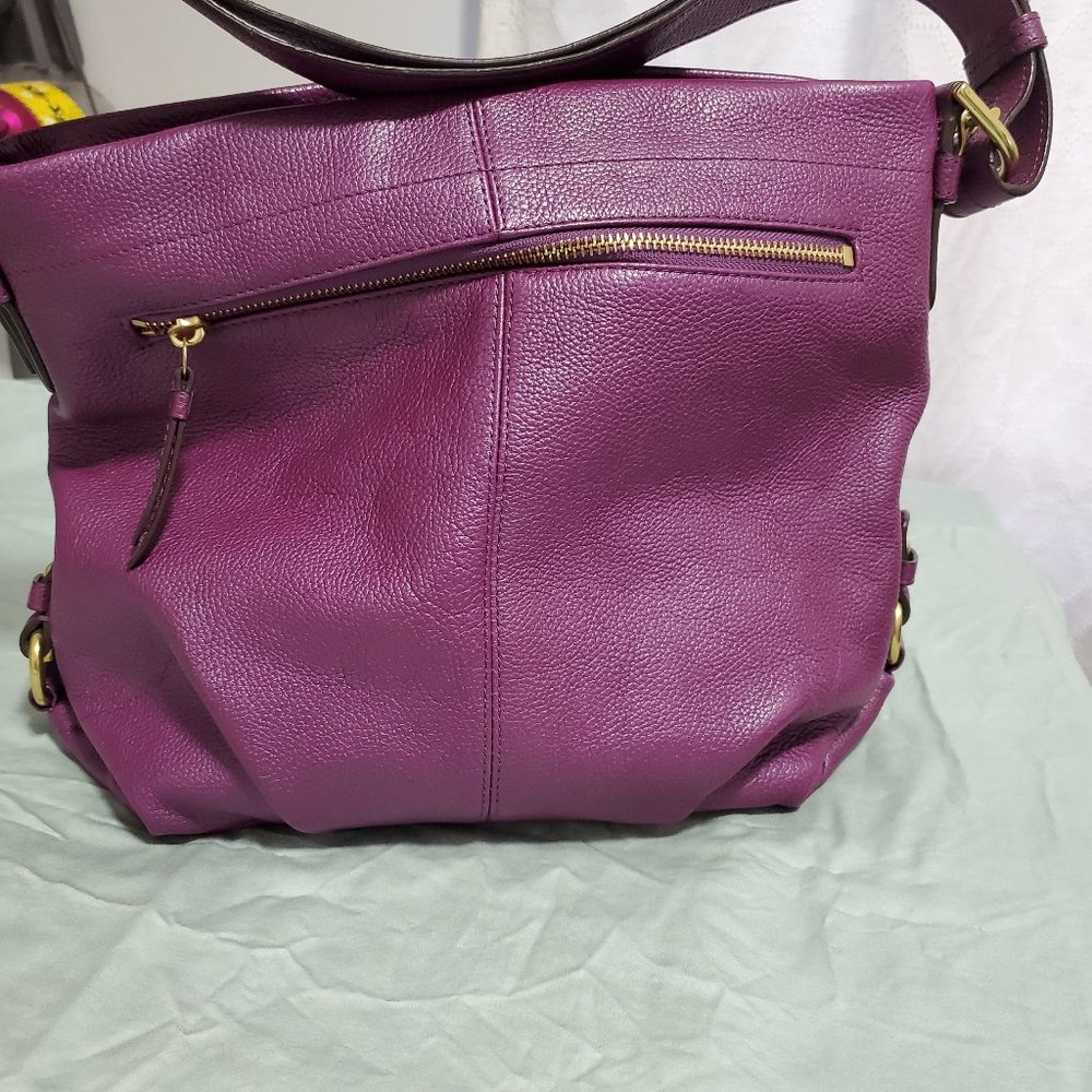 Coach Leather Duffel F15064 Pebbled Leather Hobo Crossbody/Shoulder Bag Berry
